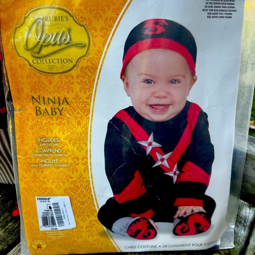 Kid’s Ninja Baby Rubies Opus Collection Halloween Costume Black & Red Size T NWT - Picture 2 of 3